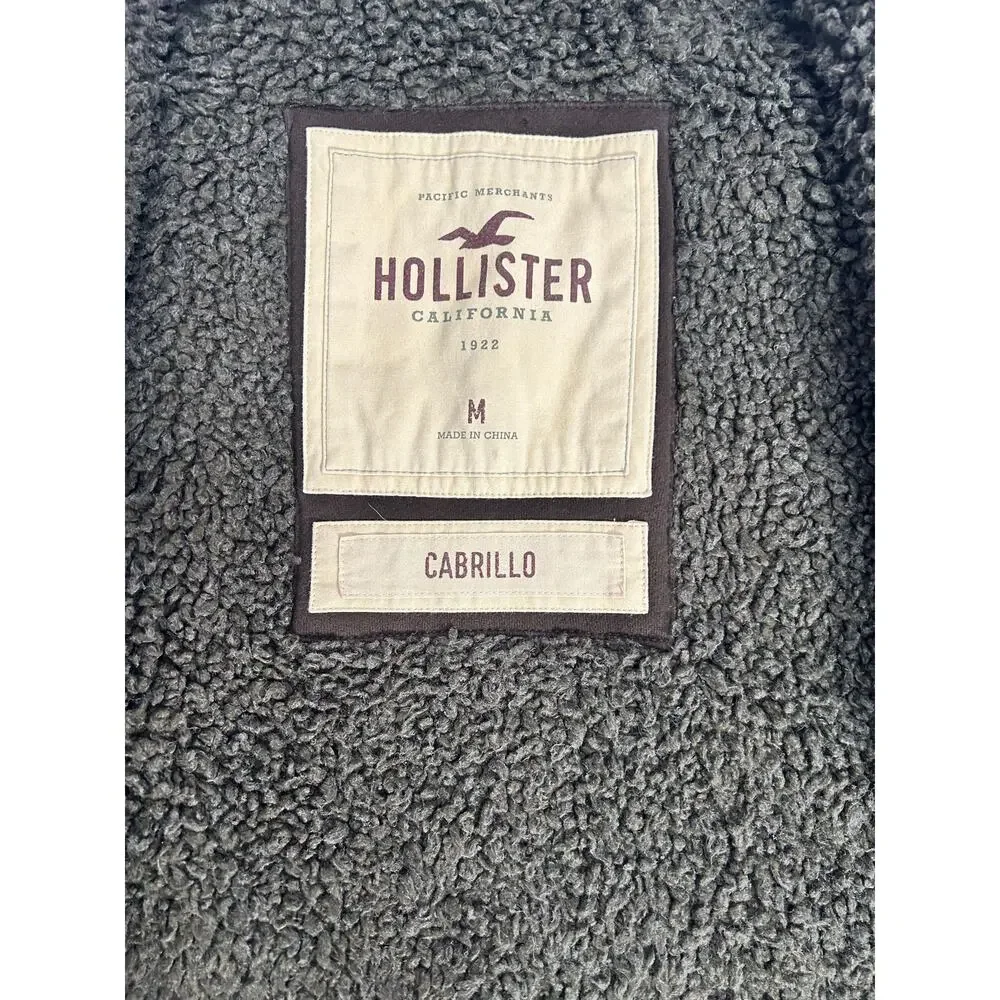 Vintage Hollister Y2K Sherpa Lined Zip Up Jacket Men's Medium